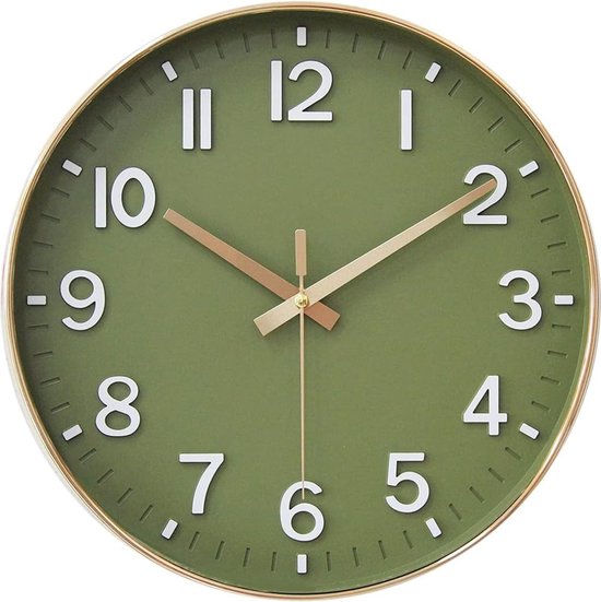 Horloge murale Tyme - 30 cm Klok moderne - analogique - horloge silencieuse - vert or