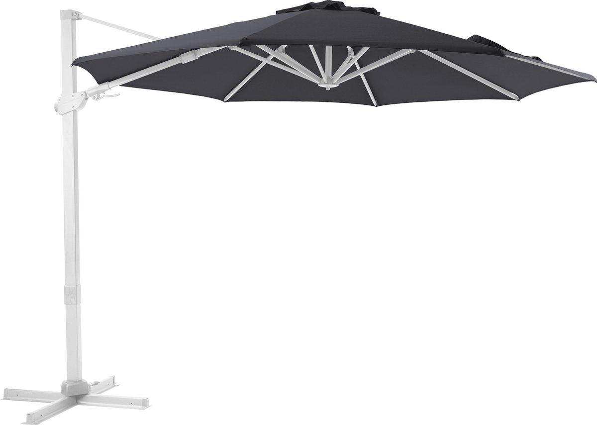 AXI Cyrus Premium Zweefparasol Rond Ø 300 cm in Wit / Grijs Ronde Parasol voor tuin met Aluminium Frame