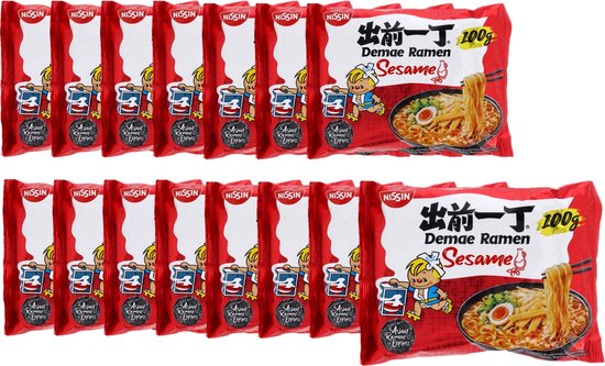 Multipak Nissin Ramen Instant Noodles Noedels Demae Sesame (15 x 100 Gram)