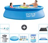 Intex Rond Opblaasbaar Easy Set Zwembad - 305 x 76 cm - Blauw - Inclusief Pomp Solarzeil - Onderhoudspakket - Filter - Grondzeil - Schoonmaakset - Solar Mat