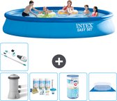 Intex Rond Opblaasbaar Easy Set Zwembad - 457 x 84 cm - Blauw - Inclusief Pomp Onderhoudspakket - Filter - Grondzeil - Stofzuiger