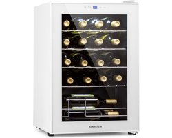 Klarstein Wijnkoeler Shiraz 20 Uno Wijnkoelkast - 53 Liter - 20 Flessen - Touch bediening - 5-18°C - Wit glas - 45 cm - voor Bar - Vrijstaand - Wine Cooler Wine Fridge Wijnklimaatkast Wijnkast