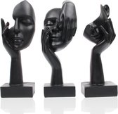 Sculpturen 3 stuks - standbeelden - decoratie - kunstsculptuur - decoratieartikelen - standbeelden moderne figuren ornamenten voor thuis, woonkamer, nieuwjaarscadeau (zwart)