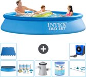 Intex Rond Opblaasbaar Easy Set Zwembad - 305 x 61 cm - Blauw - Inclusief Afdekzeil - Onderhoudspakket - Zwembadfilterpomp - Filter - Schoonmaakset - Vloertegels - Warmtepomp