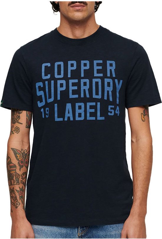 Superdry Copper Label Workwear Korte Mouwen Ronde Hals T-shirt Blauw XL Man