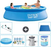 Intex Rond Opblaasbaar Easy Set Zwembad - 305 x 76 cm - Blauw - Inclusief Solarzeil - Onderhoudspakket - Zwembadfilterpomp - Filter - Stofzuiger - Vloertegels