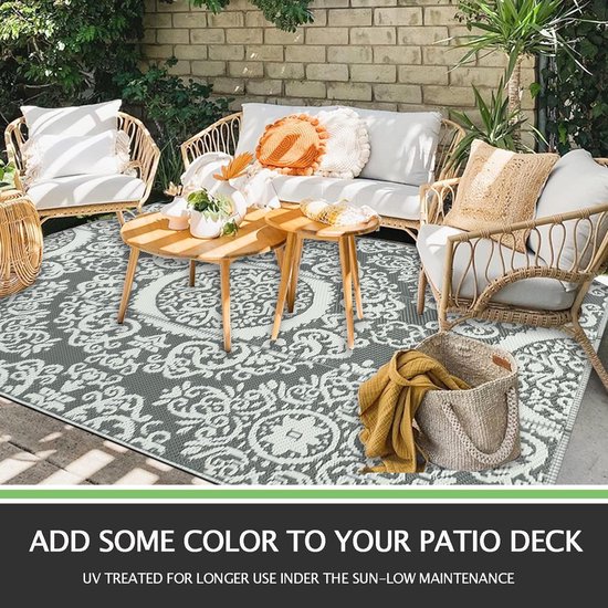 VivaGarden Tappeto Per Esterno 182x274 Cm Pieghevole E Reversibile In Polipropilene Colore Blu Bianco A3040dbao86 P 404460