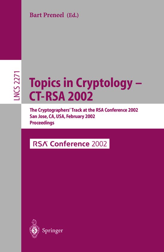 Topics in Cryptology - CT-RSA 2002 - cover