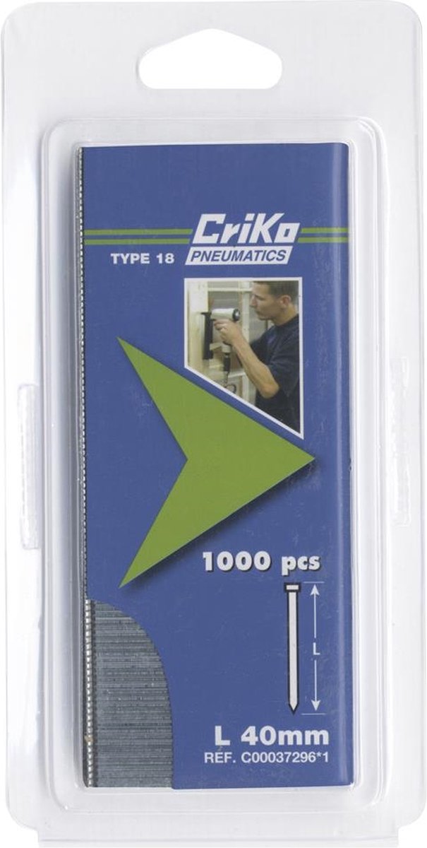 CriKo - Nagel voor tacker - Type 18 - 40 mm - Gegalvaniseerd - 1000 stuks