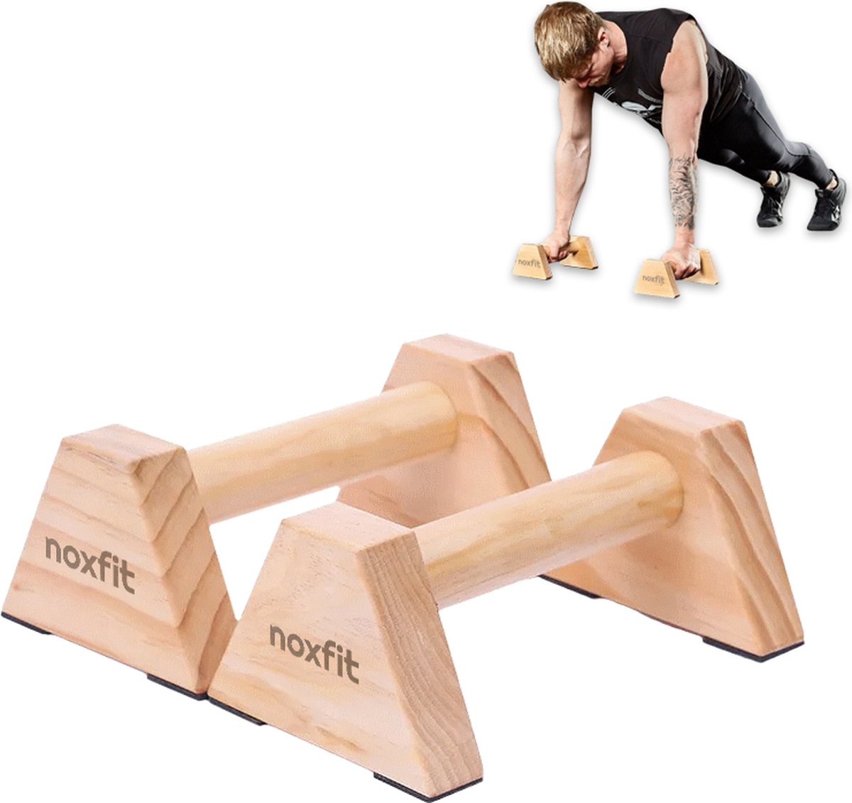 Noxfit® Parallettes - Opdruksteunen 25 CM - Push Up Bars 11 CM Hoog - Grips voor Calisthenics - Fitness - Turnen - Crossfit - Noxfit