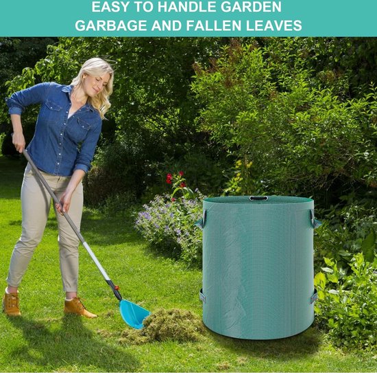 3 x 500 L tuinafvalzakken, zelfstaand, weerbestendig, wasbaar, stevige tuinzakken, bladzak, tuinzak voor groenafval met handvatten voor gemakkelijk gras, bladeren, haagafval van Norjews — afbeelding 4