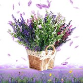 Kunstbloemen, 9 boeketten kunstbloemen zoals echte lavendel, kunststof nepbloemendecoratie, kunststof uv-bestendig, voor outdoor indoor balkon, tuin, grafdecoratie.