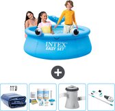 Intex Rond Opblaasbaar Easy Set Zwembad - 183 x 51 cm - Blauw - Walvis - Inclusief Solarzeil - Onderhoudspakket - Zwembadfilterpomp - Stofzuiger