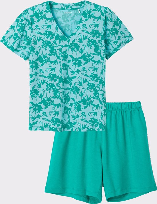 Lords x Lilies Pyjama, blauw-groene bloemenprint - maat L