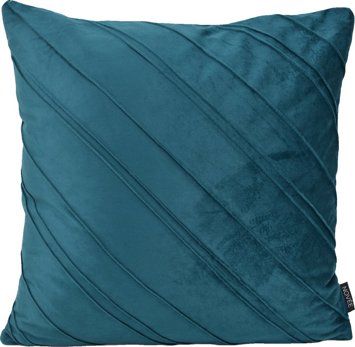 NOVÉE Velvet Stripe Petrol Kussenhoes | Velvet / Polyester | 45 x 45 cm