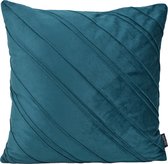 Housse de coussin Petrol à rayures en velours | Velours / Polyester | 45 x 45 cm