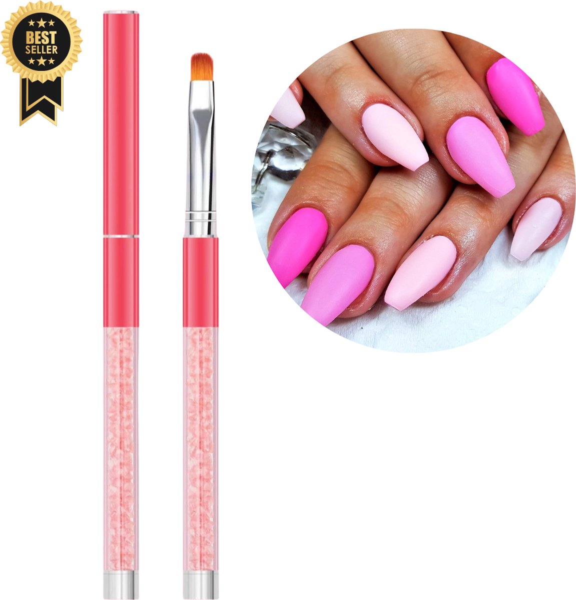 Goedkoopste GUAPÀ® Gel Penseel Roze | Nagel Penselen | Nail Art penselen | Nail Brush | Nepnagels | Gellak | Gelnagels | Builder Gel | 1 x Roze Gel Penseel