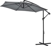 In And OutdoorMatch Zwevende Parasol Addie - Staal - Ø 270x245 cm - Incl. Grijze basis - Waterafstotend - Luxe uitstraling