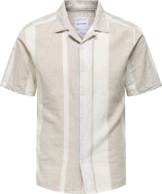 ONLY & SONS ONSCAIDEN LIFE STRIPE LINEN RESORT NOOS Heren Overhemd - Maat XL