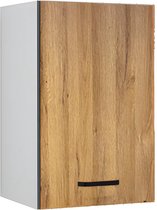 Keukenkastje - 1 bovenkast - 1 deurtje - Houtlook & zwart - TRATTORIA L 30 cm x H 55 cm x D 33 cm