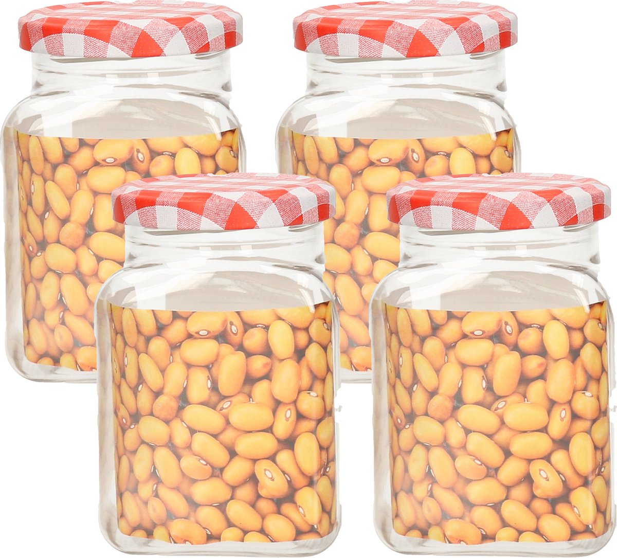 Plasticforte Weckpot/inmaakpot Classic - 4x - 400ml - kunststof - draaideksel - rood - D7 x H11 cm