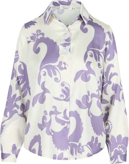 LolaLiza Satijnen hemd met print - F - Lilac - Maat 50