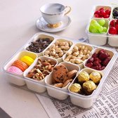 Snackschaal met deksel - afneembare snackborden - snackbox - organizer - rechthoekig - snackschalen - snackbox met 8 vakken voor kruidenopslagcontainers - snoep - veganistisch - koekjes - noten