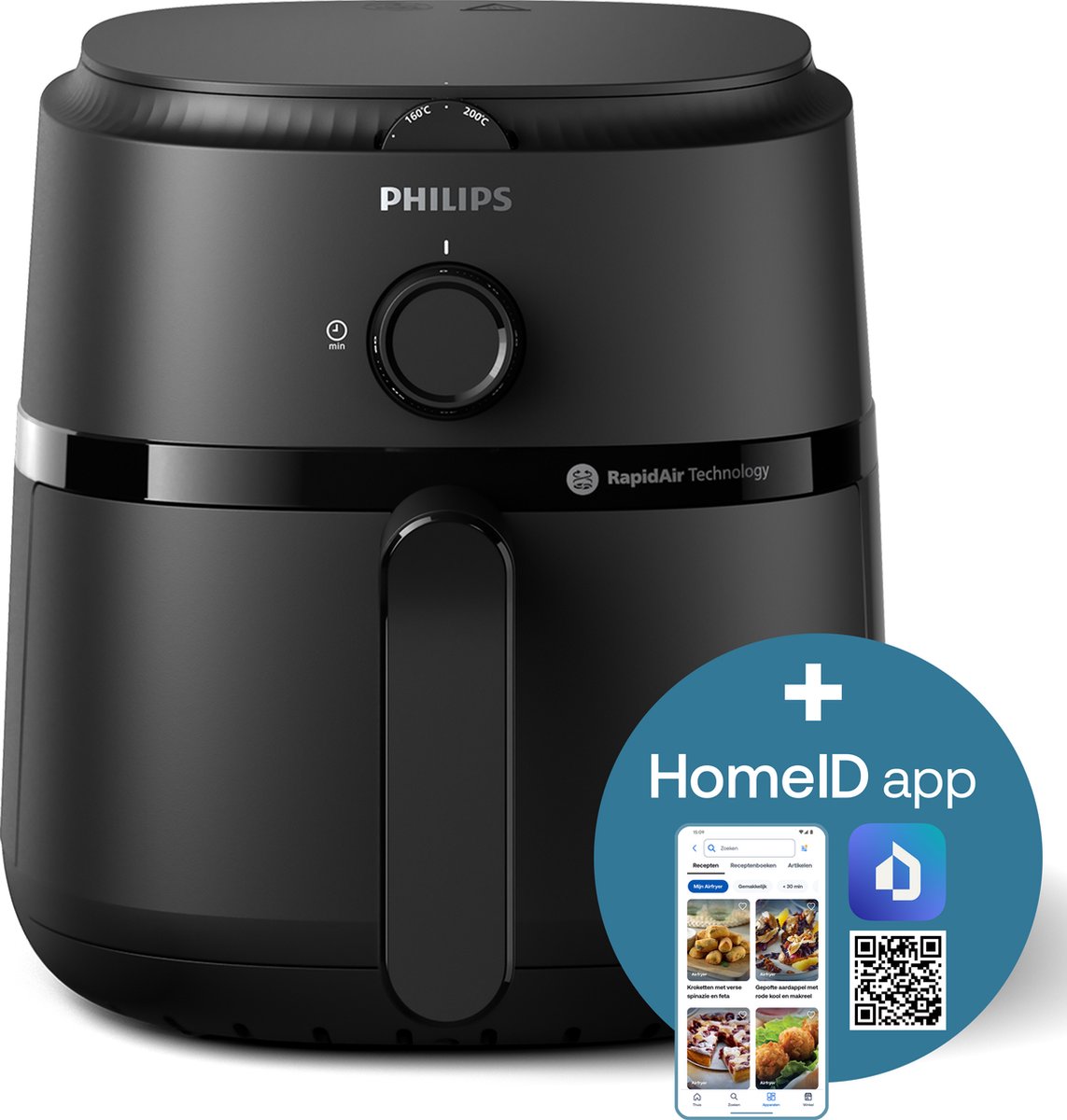 Afbeelding 2 van Philips 1000 Series Airfryer - NA120/00 - Draaiknopbediening - 4.2L - Tot 4 Personen - Zwart