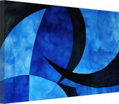 Blauw wanddecoratie - Abstract expressionisme schilderij - Canvas schilderij Minimalistisch - Woonkamer decoratie industrieel - Canvas schilderij woonkamer - Kantoor decoratie 90x60 cm