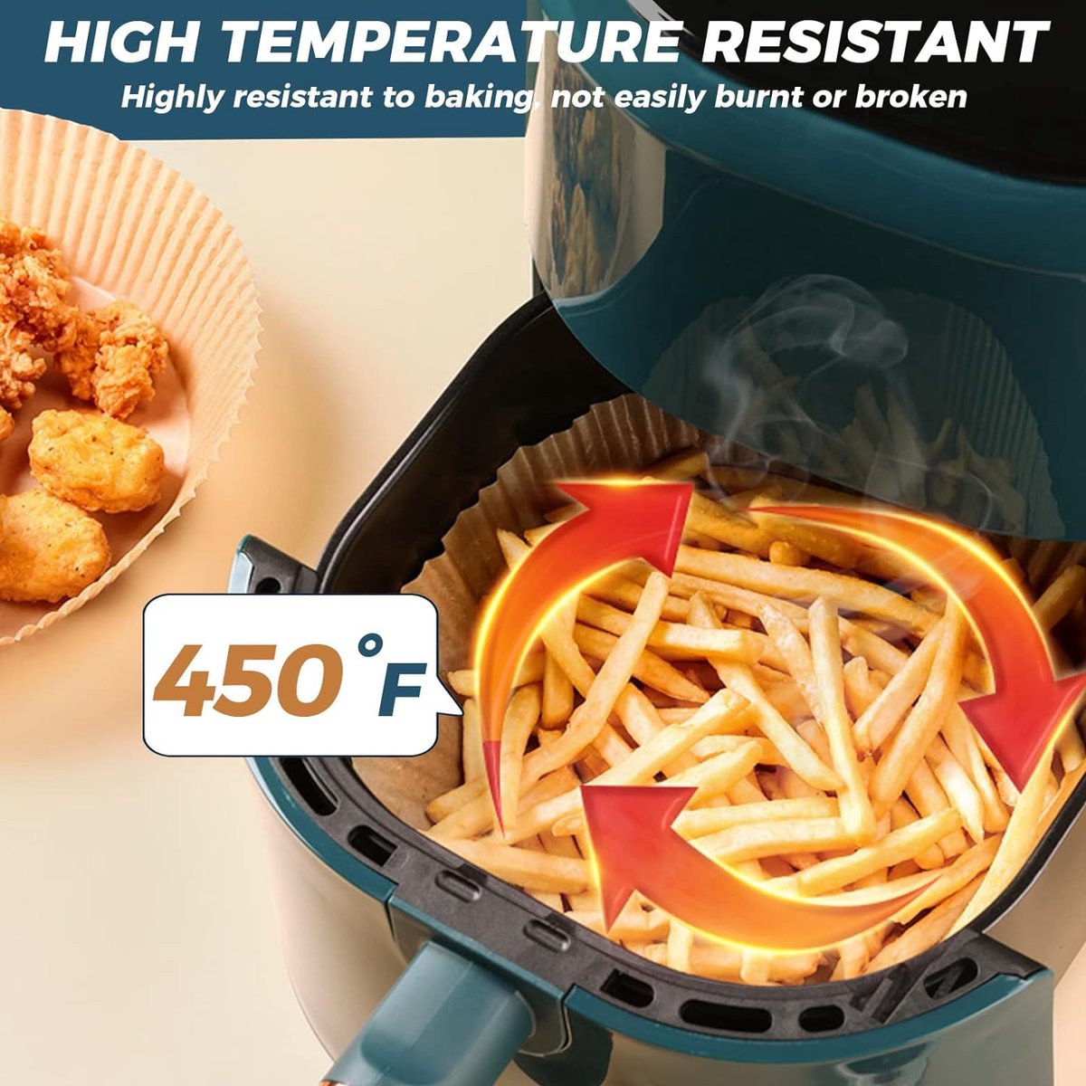 Papier Résistant Huile 220°C Lot De 100 Feuilles De Papier Sulfurisé Non Perforées Jetables Pour Friteuse à Air Comprimé[745 Pour Friteuse Carrée 5.5L