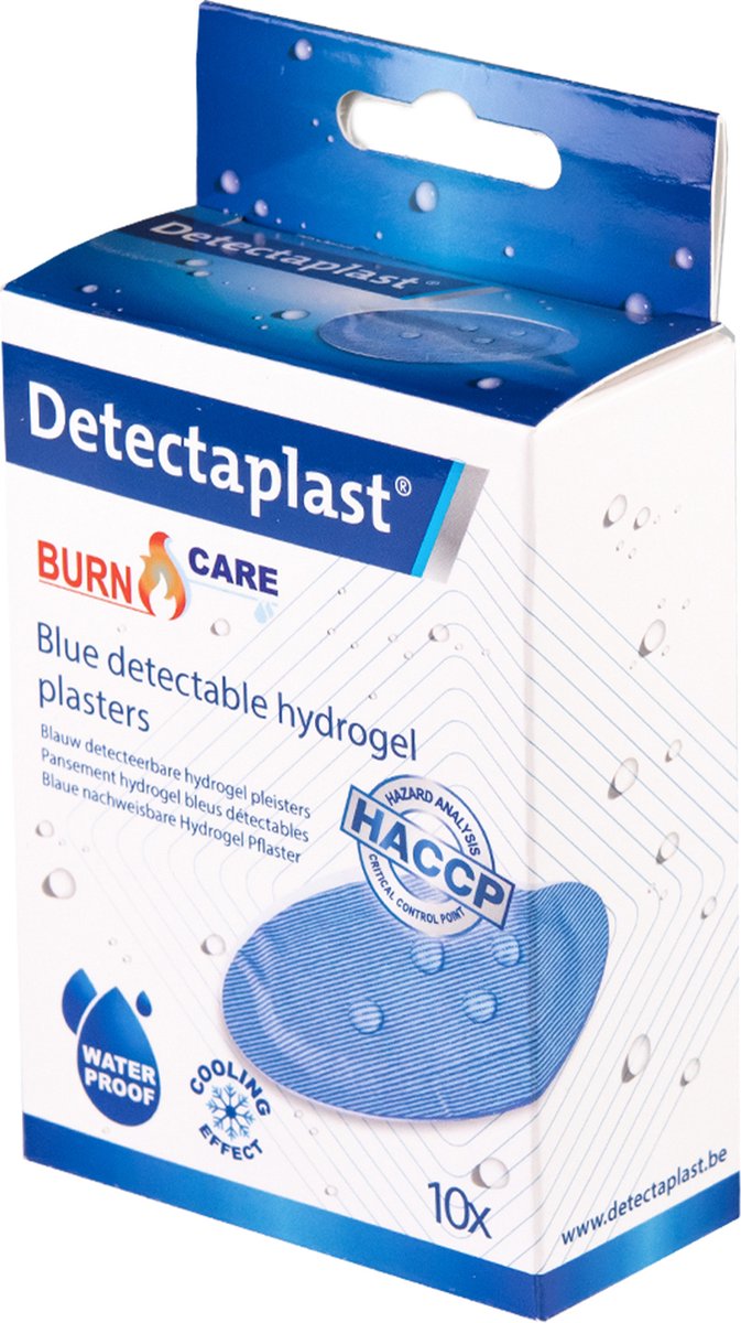 Goedkoopste Detectaplast hydrogel pleisters voor snelle genezing bij brandwonden - detecteerbaar verband voor eerstehulpkits in de horeca, pleisters waterproof en hypoallergeen, 10 stuks