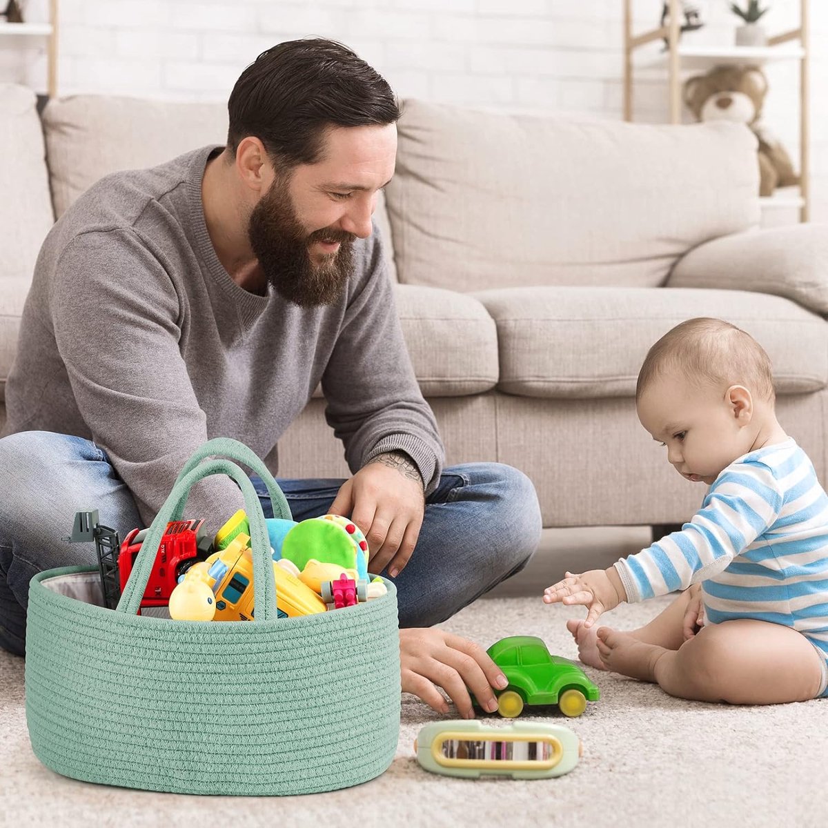 Babycommode organizer mand: katoenen geweven wikkelorganizer met
