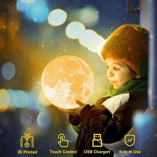 Maanlamp - Bal - LED - 3D - Maanlicht - Nachtlampje van Merkloos — afbeelding 5