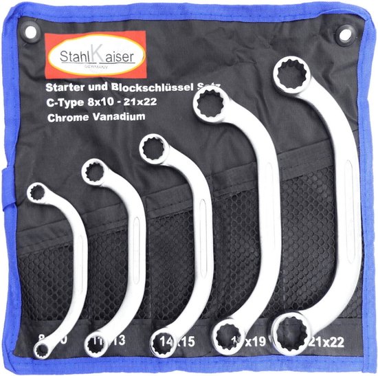 StahlKaiser Ringsleutelset - Verchroomd - Gehard - 8-22 mm - 5-delig