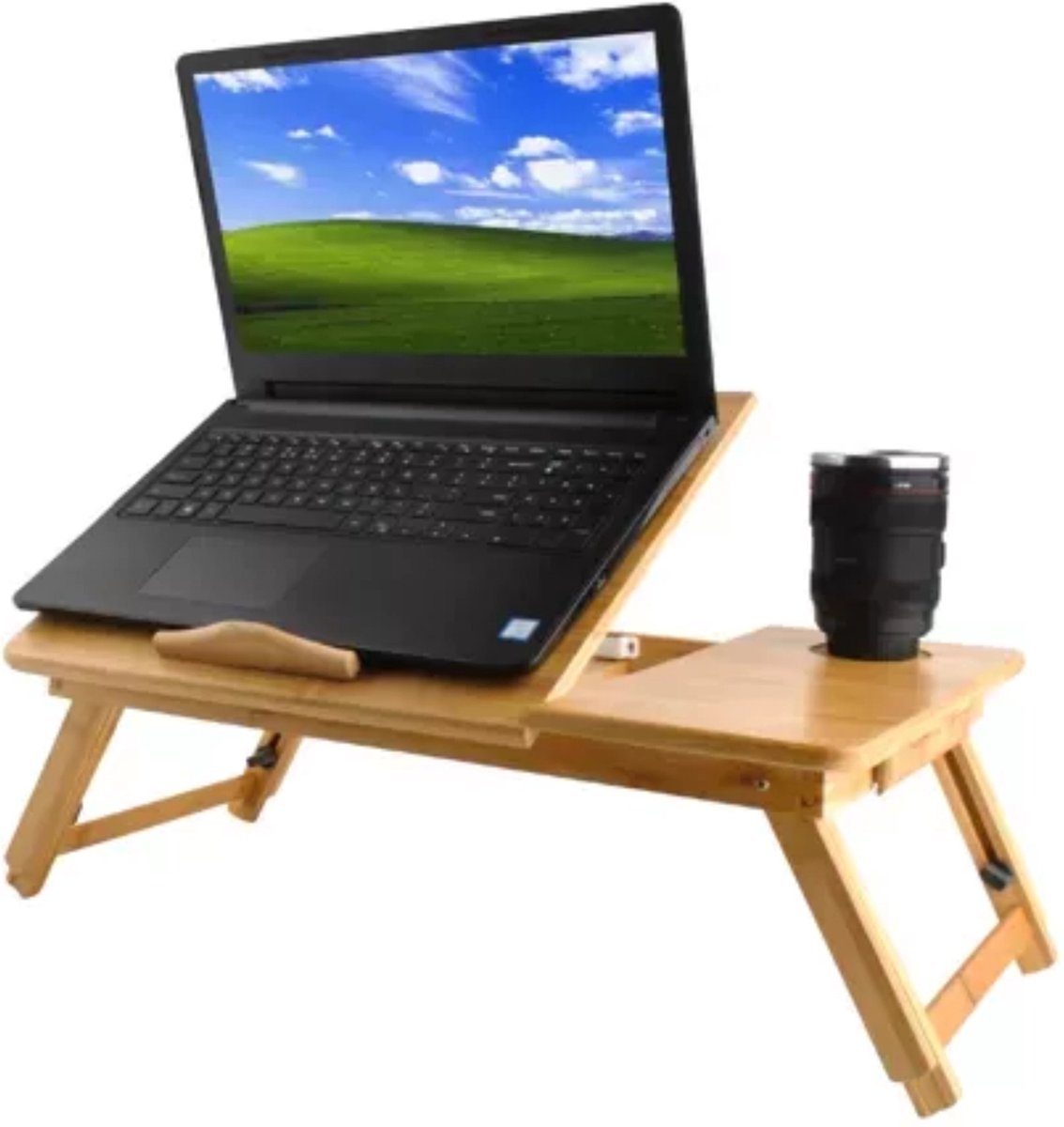 Ruhhy Bamboe Laptopstandaard - Perfec voor Ergonomisch Werken - Voor Laptops tot 17 inch