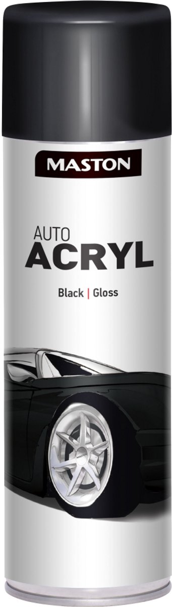 Maston Auto Acryl Spray - Hoogglans - Zwart - autolak - 500 ml - spuitbus verf