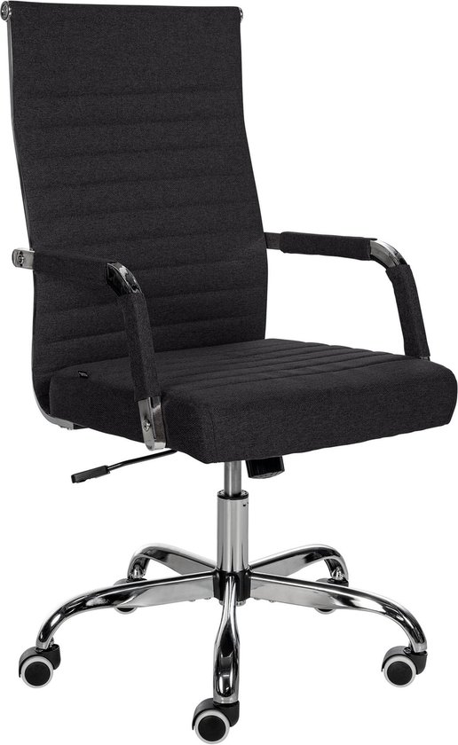 In And OutdoorMatch Bureaustoel Manuela - Stof - Zwart - Metalen frame - Hoge kwaliteit bureaustoel
