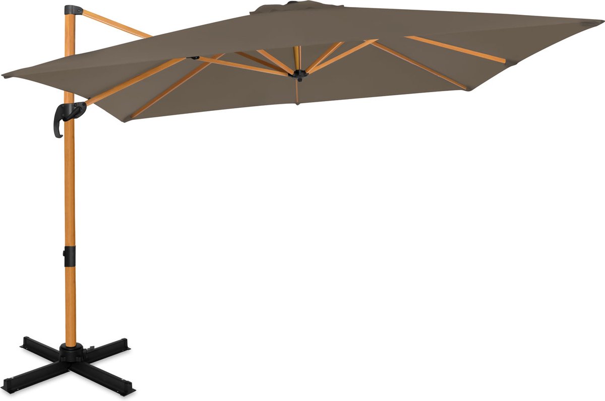 Bol.com VONROC Premium Zweefparasol Pisogne 300x300cm – Incl. kruisvoet & beschermhoes – Vierkante parasol – 360 ° Draaibaar - K... aanbieding