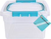 Opbergbox avec Couvercle Transparent 5 Litres - Poignée Blauw Ciel - Plastique - 30x20,5x12,5cm - Légère - Idéale pour la Ménage & le Ranger
