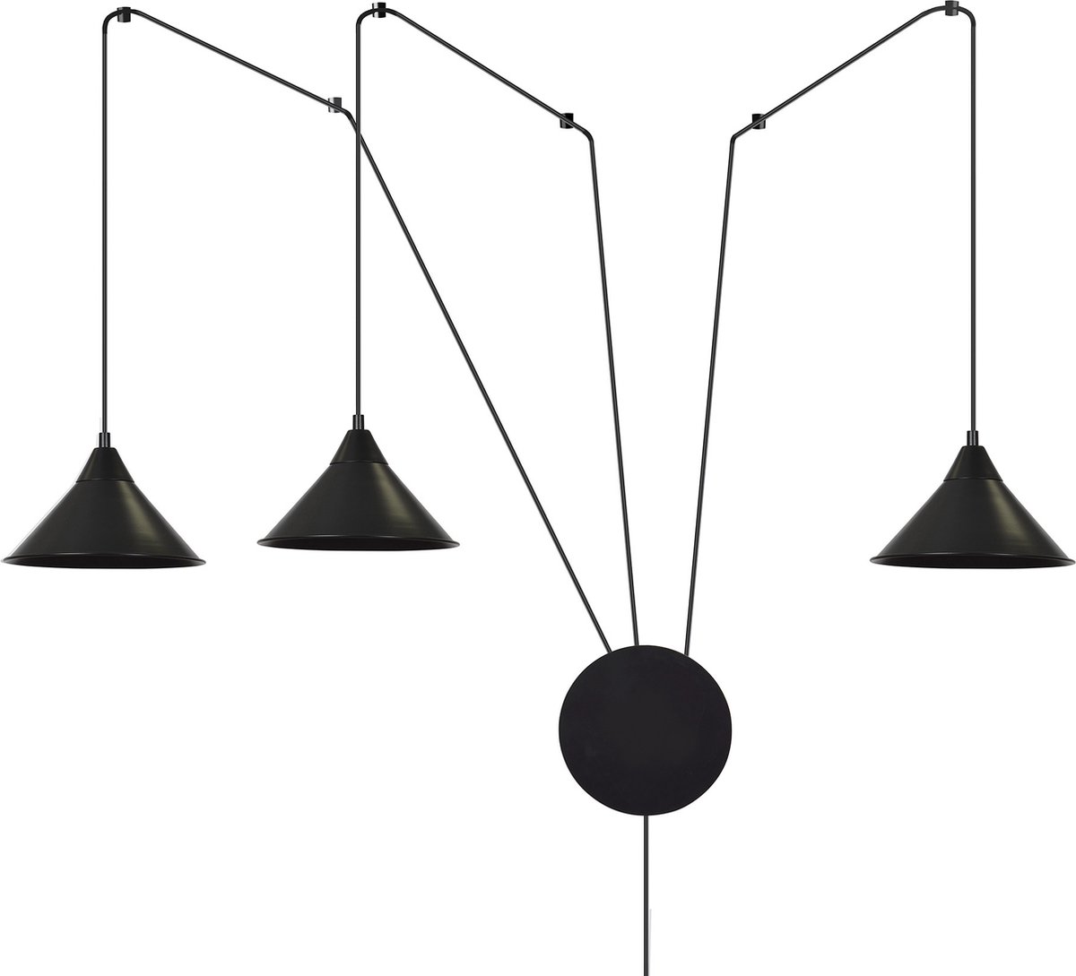 Emibig Joensuu 3L wandlamp pendellamp zwart 3x E27 - Strakke verlichting voor elke ruimte