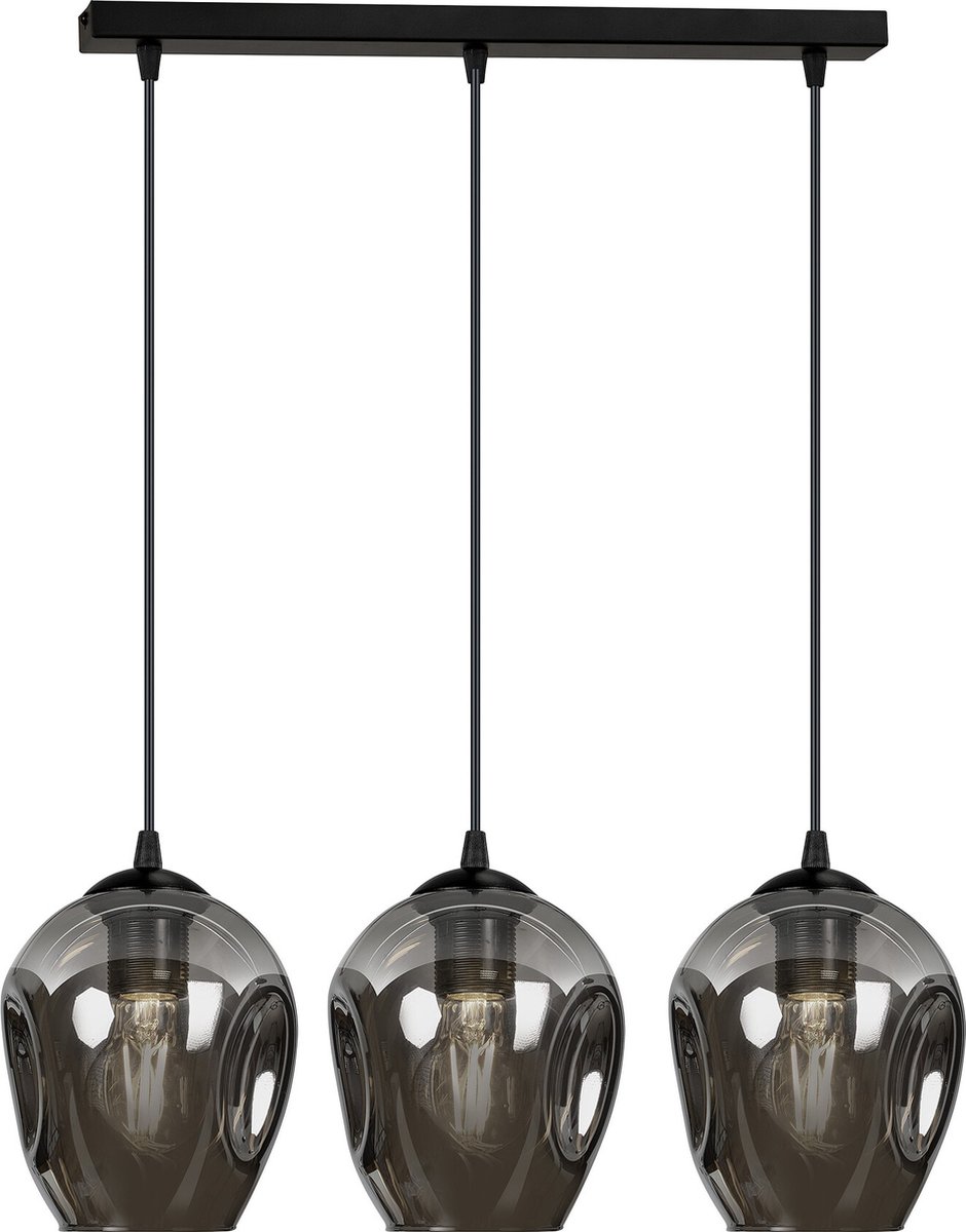 Emibig Nokia lange 3L gerookt glas hanglamp 3x E27 - Perfecte verlichting voor elke ruimte