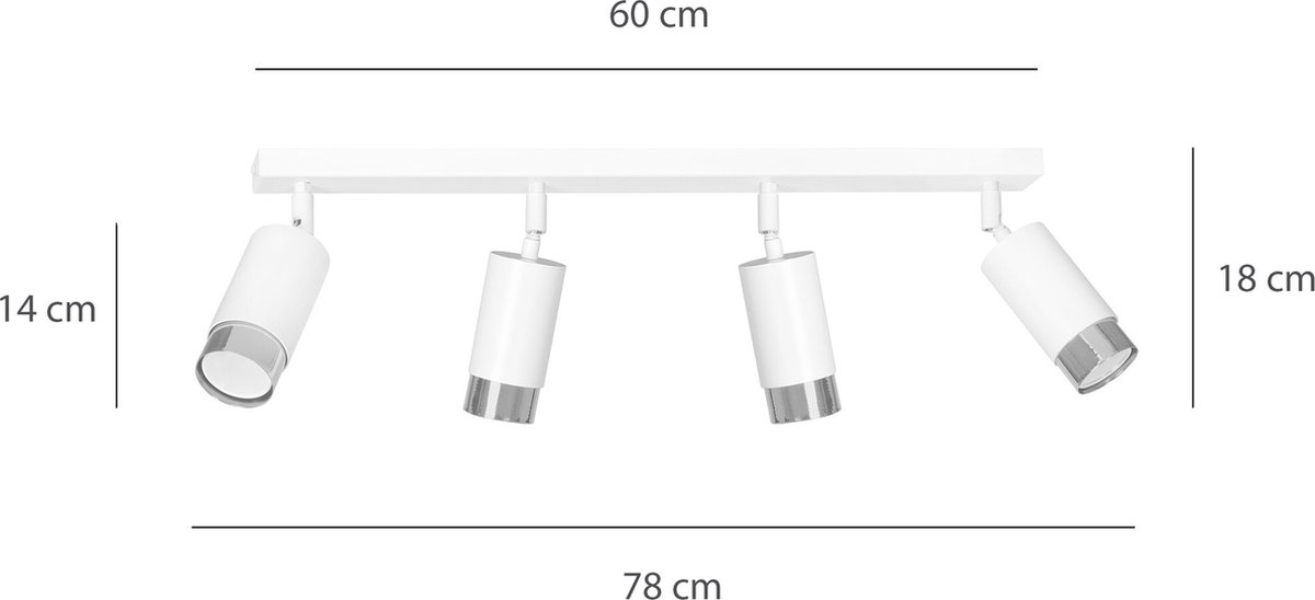 Emibig Boras 4L plafondspot GU10 wit en chroom luxe afwerking - Perfect voor een moderne uitstraling in uw interieur