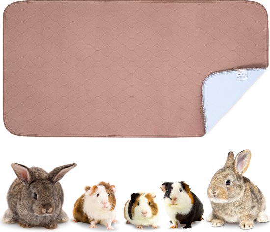 Foto: Vaneste bodembedekking knaagdieren en konijnen cavia fleece liner met antislip dots strooiselmat stofvrij wasbaar 120x60 cm bruin 1 stuk