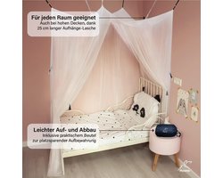 Klamboe eenpersoonsbed 100x200x200cm met 6 ophangpunten met kleefhaken - muggennet bed voor eenpersoonsbed met 1 opening - hemelbed gordijn als muggenbescherming