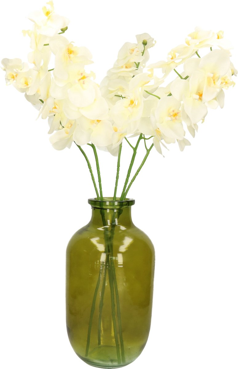 Mica Decorations Kunstbloemen boeket Orchidee - 5 stelen - wit - 71 cm - Kunst zijdebloemen