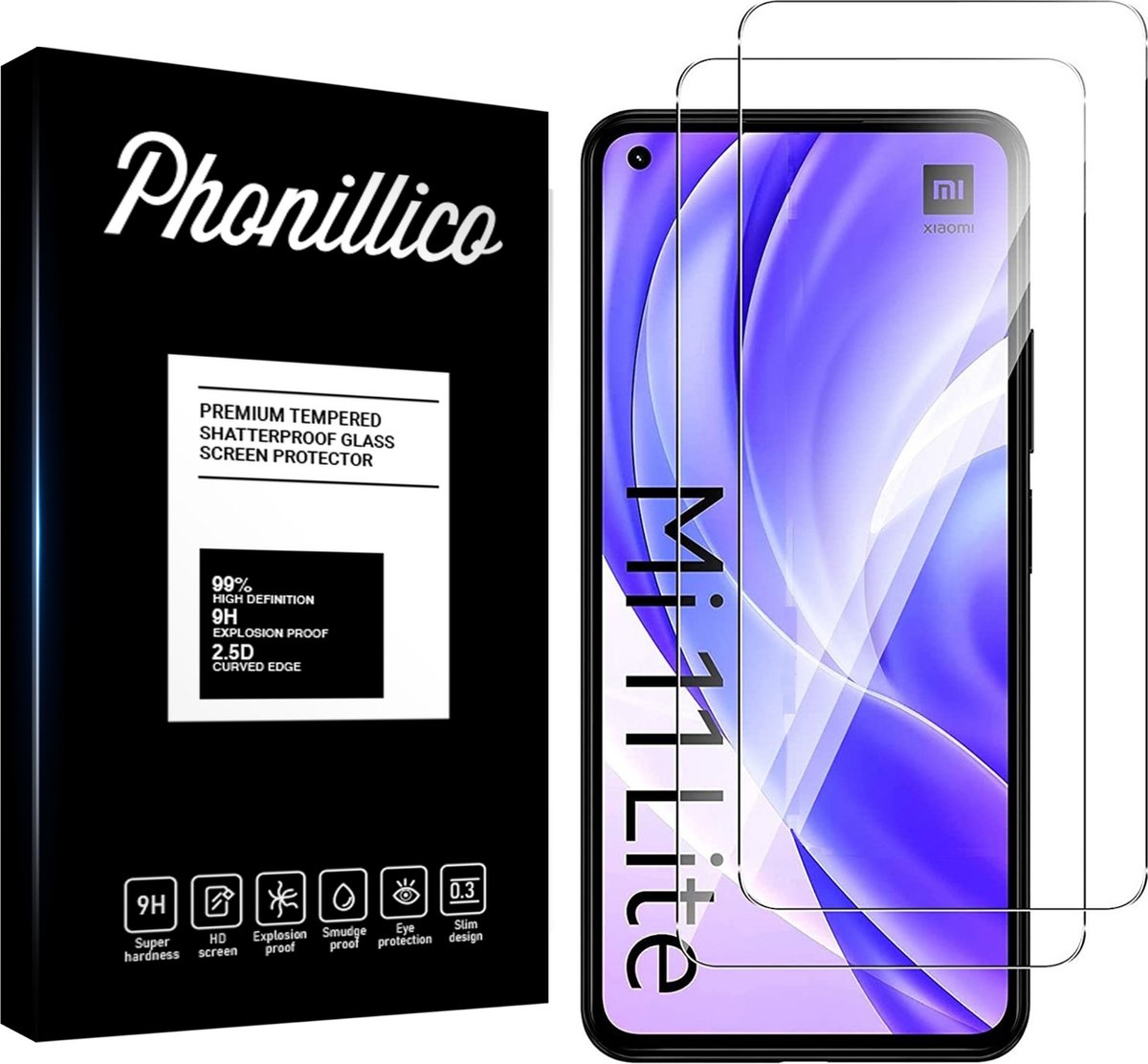 Screenprotector voor Xiaomi Mi 11 Lite - 2 stuks Beschermglas van glas Transparante glazen schermbeschermfolie