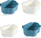 Set van 4 keukenkastdeur hangende afvalcontainers, Buffang lade voor keukenafval, keukenafvalcontainer voor opslag van huishoudelijk afval, hangende afvalcontainer (blauw, wit)