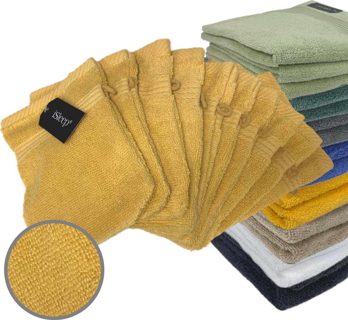 iSleep Terry Washandje - 10 Stuks - 16x22 cm - Oker