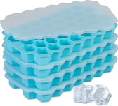 Relaxdays ijsblokjesvorm siliconen - set van 4 - ijsklontjesvorm met deksel - bpa-vrij