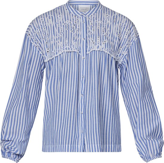 SISTERS POINT Ilua-sh1 - Chemisier Femme - White/ bleu - Taille S